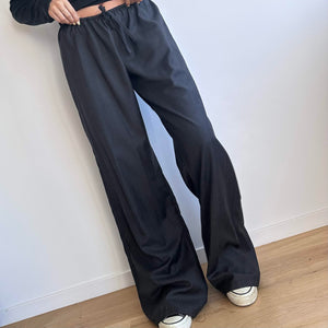 Winter Pant in Charcoal and Pink Pinstripe Wool