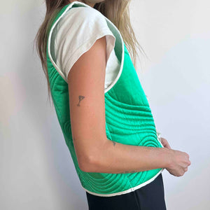 Quilted Silk Vest Sample in Electric Green