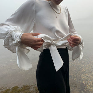 Long Sleeved Bib Top in Silk